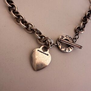 Tiffany VINTAGE  Heart tag toggle choker 15” c. 1999